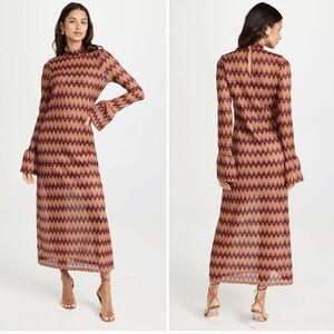 En Saison Zigzag Maxi Dress - Brown and Purple